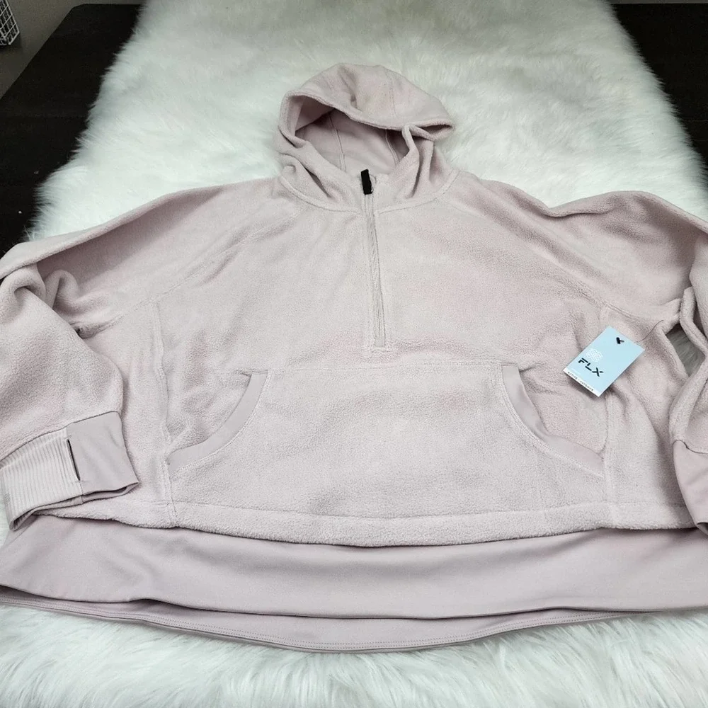 MSRP $60 NWT FLX Ascent 1X Half Zip Pink Fleece Hoodie - Picture 2 of 7